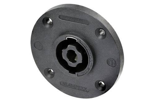 Neutrik Receptacle speakON® XX series 4 pole - round flange - tab terminals for NLFASTON or soldering - countersunk screw holes for front or rear mounting