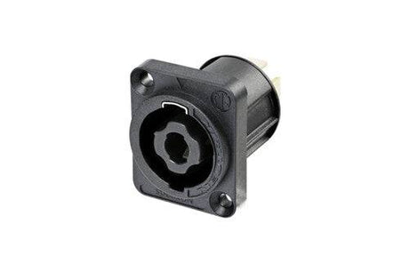 Neutrik Receptacle speakON® XX series 4 pole - rectangular flange - tab terminals for NLFASTON or soldering - countersunk screw holes for front or rear mounting
