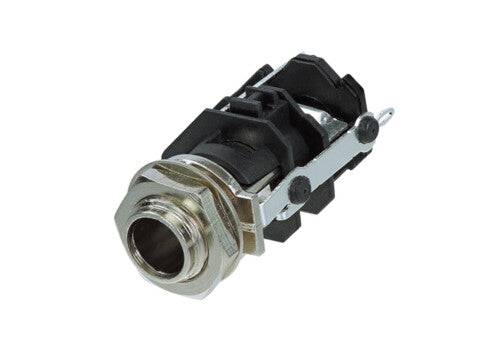 Neutrik REAN ¼ vertical jack, TRS without switching contacts, industrial bulk packaging, disassembled nut and washer