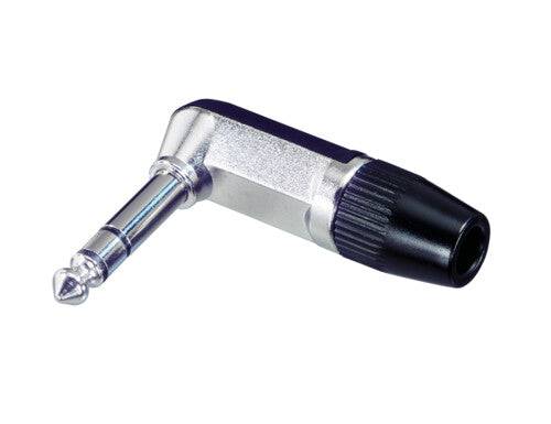 Neutrik Rean‚Ñ¢ Plug 1/4" stereo slim - black plastic/silver - right angle