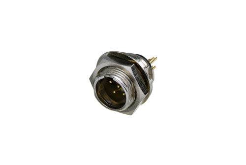 Neutrik REAN Tiny XLR rearmountable chassis connector, 5-pole, male, nickel housing, gold plated contacts, Bulk