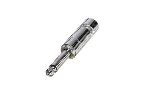 Neutrik Rean‚Ñ¢ Plug 1/4" mono - long handle - nickel/silver - Cable OD 8mm