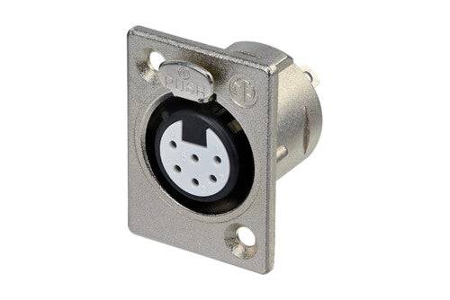 Neutrik Receptacle P series 6S pin female - solder cups - nickel/silver