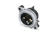 Neutrik Receptacle - A series - XLR 3 pin - male - PCBH halo light ring - Pin 1 isolated - ground contact/shell/front panel connected - plastic/gold