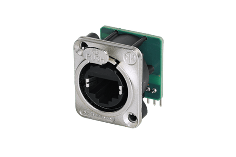 Neutrik Receptacle etherCON Cat 5 D series - PCBH- integrated 1Gb magnetics