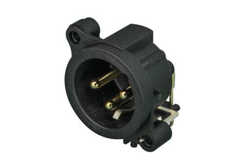 Neutrik Receptacle - AA series - XLR 3 pin - male - PCBH -Pin 1 isolated - ground/shell/front panel connected - gold