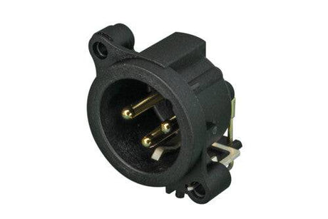 Neutrik Receptacle - AA series - XLR 3 pin - male - PCBH -Pin 1 isolated - ground/shell/front panel connected - gold