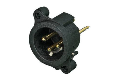 Neutrik Receptacle - AA series - XLR 3 pin - male - PCBV - Pin 1 isolated - ground/shell connected - gold