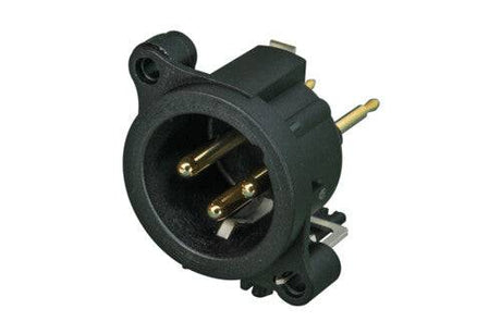 Neutrik Receptacle - AA series - XLR 3 pin - male - PCBV - Pin 1/shell/front panel connected - no ground - gold