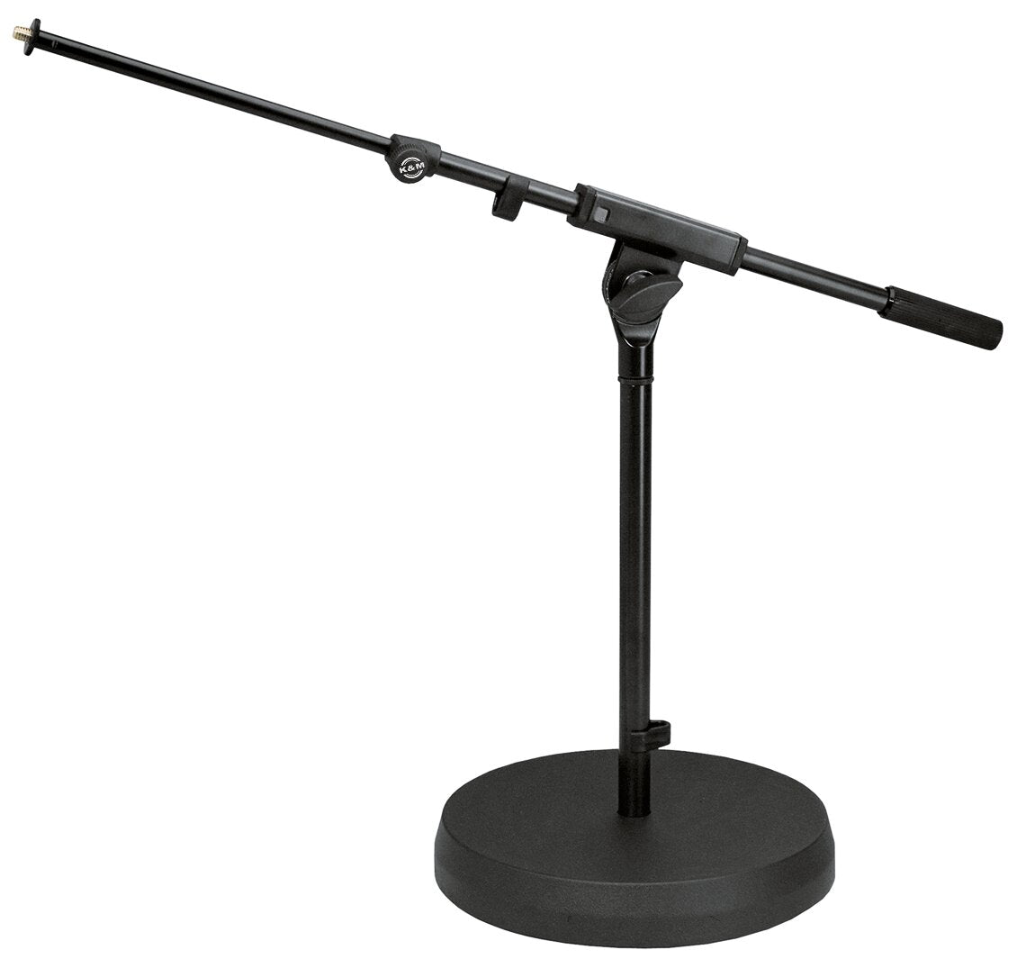 K&M 25960 - Low Profile Mic Stand w/ Boom, Round Base, Black - 25960.500.55