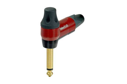 Neutrik TIMBRE plug 1/4" -mono - right angle - large boot - red/Black - Individually Bagged - Max Cable OD 7mm