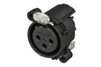 Neutrik Receptacle - A series - XLR 3 pin - female - PCBH - Pin 1/shell/front panel connected - no ground contact - plastic/gold