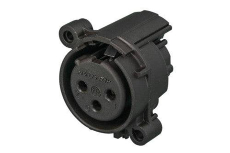 Neutrik Receptacle - A series - XLR 3 pin - female - PCBH - Pin 1/shell/front panel isolated - no ground contact - plastic/gold - latchless
