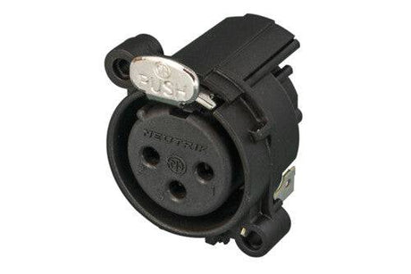 Neutrik Receptacle - A series - XLR 3 pin - female - PCBH - Pin 1 isolated - ground contact/shell/front panel connected - plastic/gold