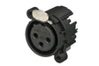 Neutrik Receptacle - A series - XLR 3 pin - female - PCBH left - Pin 1/shell/front panel connected - no ground contact - plastic/gold