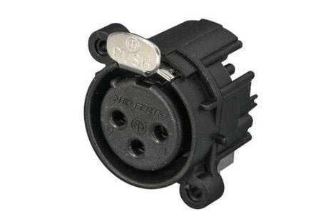 Neutrik Receptacle - A series - XLR 3 pin - female - PCBH left - Pin 1/shell/front panel connected - no ground contact - plastic/gold