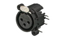 Neutrik Receptacle - A series - XLR 3 pin - female - PCBH right - Pin 1 isolated - ground contact/shell/front panel connected - plastic/gold