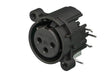 Neutrik Receptacle - A series - XLR 3 pin - female - PCBH right - Pin 1 isolated - ground contact/shell/front panel connected - plastic/gold - latchless