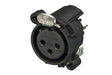 Neutrik Receptacle - A series - XLR 3 pin - female - PCBV - Pin 1/shell/front panel connected - no ground contact - plastic/gold