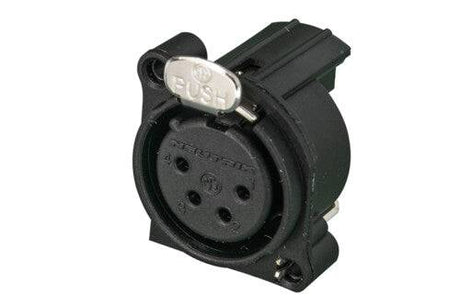 Neutrik Receptacle - A series - XLR 4 pin - female - PCBH - Pin 1/shell/front panel isolated - no ground contact - plastic/gold