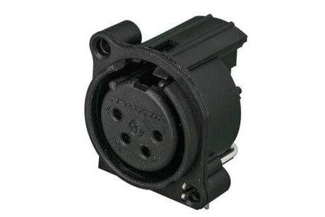Neutrik Receptacle - A series - XLR 4 pin - female - PCBH - Pin 1/shell/front panel isolated - no ground contact - plastic/gold - latchless