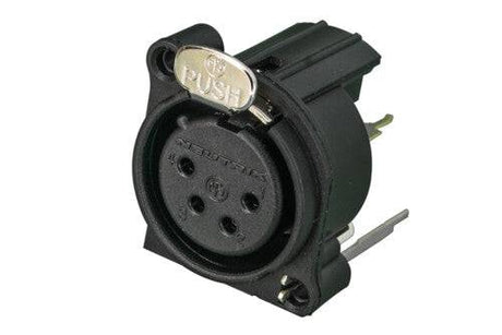 Neutrik Receptacle - A series - XLR 4 pin - female - PCBV - Pin 1/shell/front panel isolated - no ground contact - plastic/gold