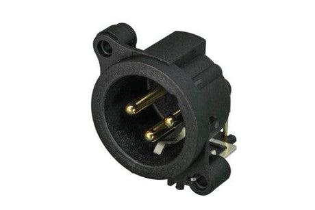 Neutrik Receptacle - AA series - XLR 3 pin - male - PCBH - Pin 1/shell/front panel connected - no ground - gold