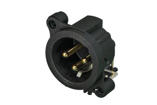 Neutrik Receptacle - AA series - XLR 3 pin - male - PCBH - Pin 1 isolated - ground/shell connected - gold