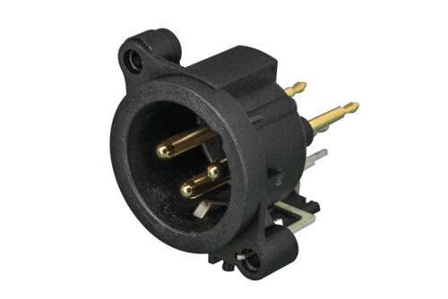 Neutrik Receptacle - AA series - XLR 3 pin - male - PCBV - Pin 1 isolated - ground/shell/front panel connected - gold