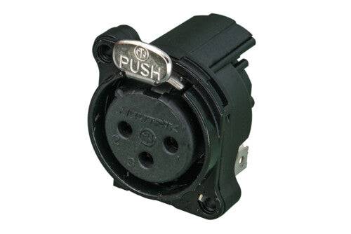 Neutrik Receptacle B series 3 pin female PCBH Pin 1 & grd together - Blk