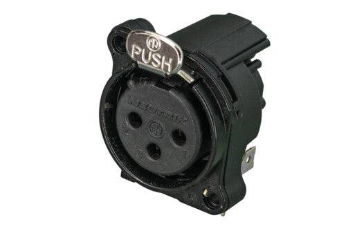 Neutrik Receptacle B series 3 pin female PCBH Pin 1 & grd separate - Blk