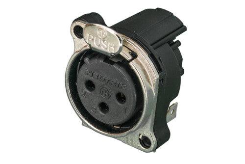 Neutrik Receptacle B series 3 pin female PCBH Pin 1 & ground/shell/front panel connected - additional ground