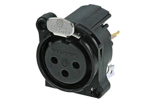 Neutrik Receptacle B series 3 pin female PCBV Pin 1 & grd together - Blk