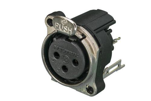 Neutrik Receptacle B series 3 pin female PCBV Pin 1 & grd separate - Ni