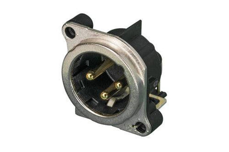 Neutrik Receptacle - B series - XLR 3 pin - male - PCBH - Pin 1 isolated - ground/shell/front panel connected - nickel/gold