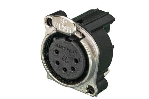 Neutrik Receptacle B series 5 pin F - PCBH - Pin 1 & grd sep - nickel