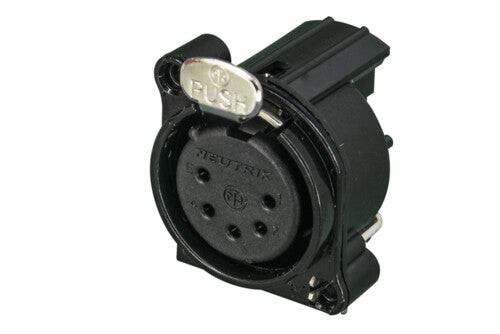 Neutrik Receptacle B series 4 pin F - PCBH - Pin 1 & grd sep - BLACK