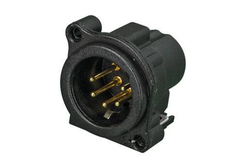 Neutrik Receptacle B series 5 pin M - PCBV - Pin 1 & grd sep - black