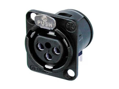 Neutrik Receptacle D series 3 pin female - PCBH - black/silver