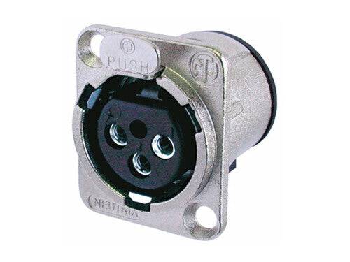 Neutrik Receptacle D series 3 pin female - PCBV - nickel/silver