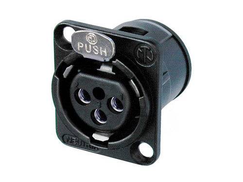 Neutrik Receptacle D series 3 pin female - PCBV - black/silver