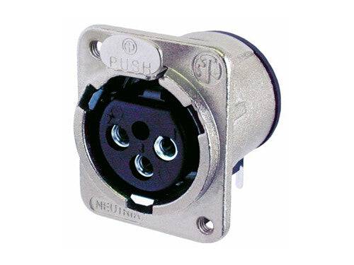 Neutrik Receptacle DM3 series 3 pin female - PCBH - nickel/silver, with M3 tapped mounting holes