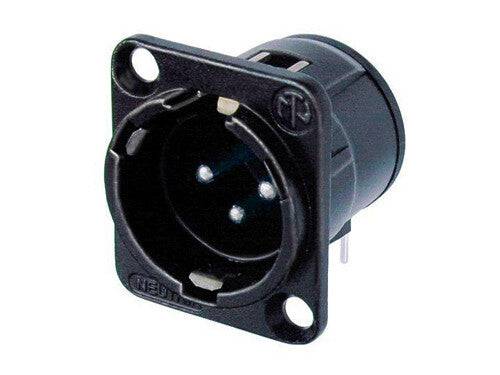 Neutrik Receptacle D series 3 pin male - PCBH - black/silver