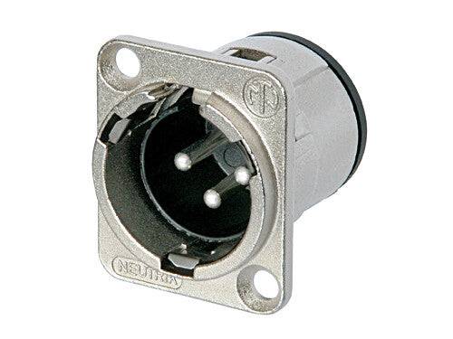 Neutrik Receptacle D series 3 pin male - PCBV - nickel/silver