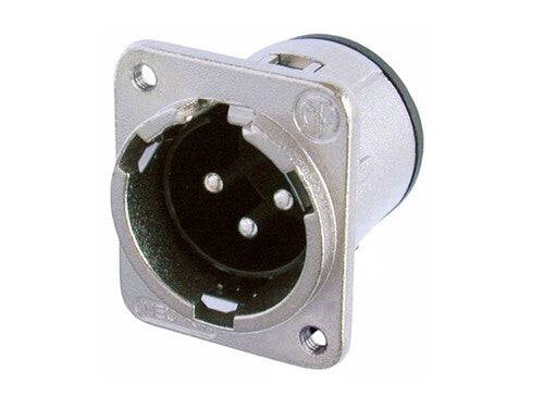 Neutrik Receptacle DM3 series 3 pin male - PCBV - nickel/silver, with M3 tapped mounting holes