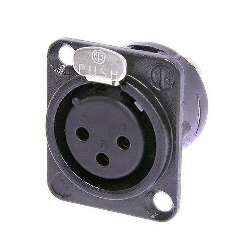 Neutrik Receptacle DL1 series 3 pin female - solder cups- black/silver
