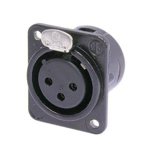 Neutrik Receptacle DL1 series 3 pin female - solder cups- black/silver, with M3 tapped mounting holes