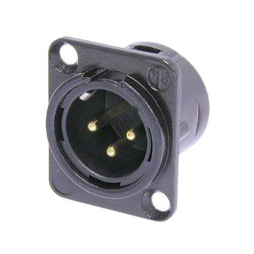 Neutrik Receptacle DL1 series 3 pin male - solder cups- black/gold