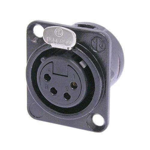 Neutrik Receptacle DL1 series 4 pin female- solder cups- black/gold