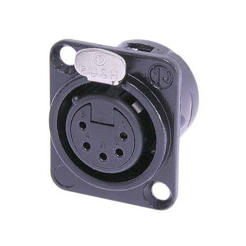 Neutrik Receptacle DL1 series 5 pin female - solder cups - black/gold